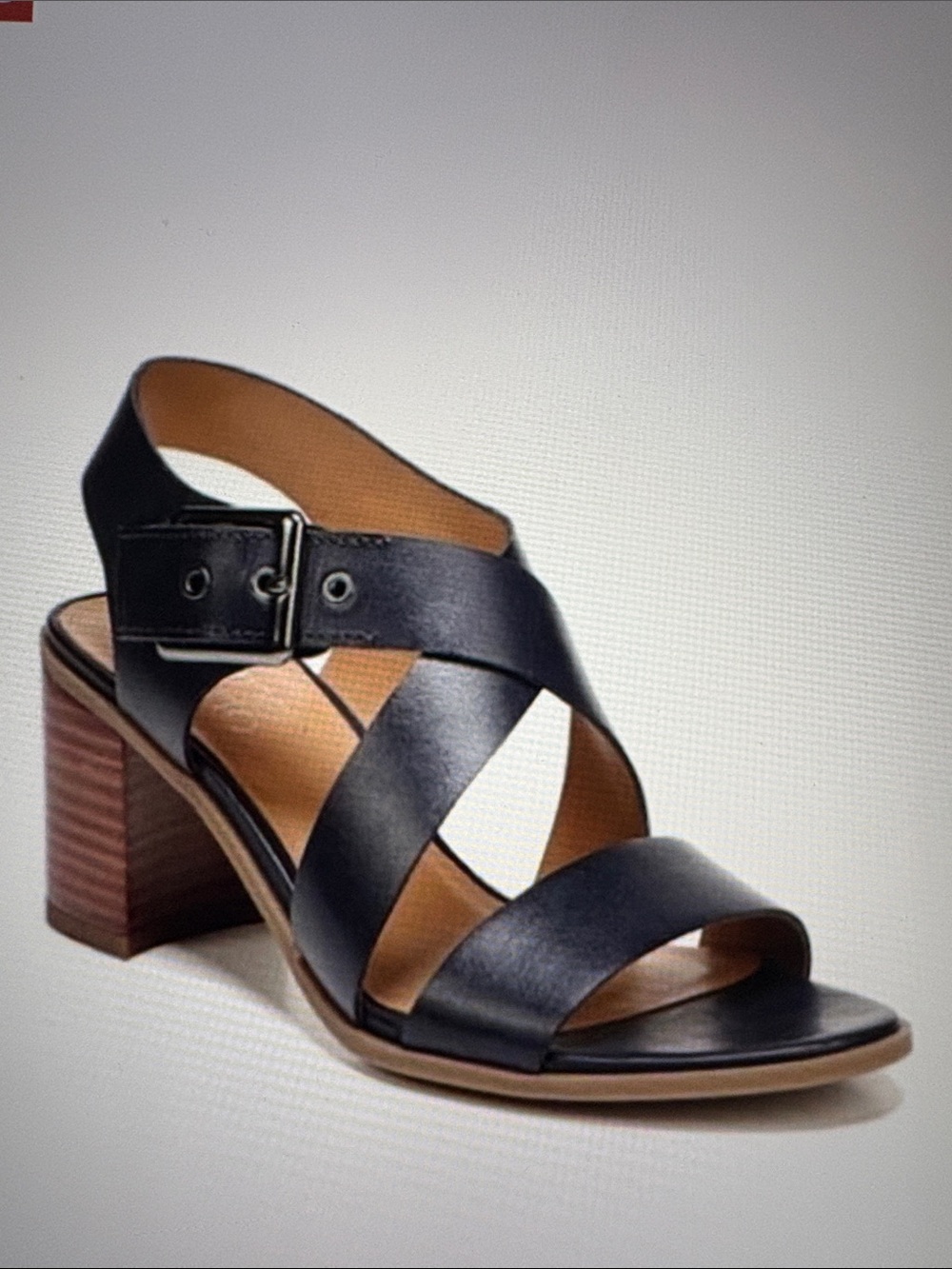 Franco Sarto Helga Black Leather Block Heel Slingback Sandals Size 8